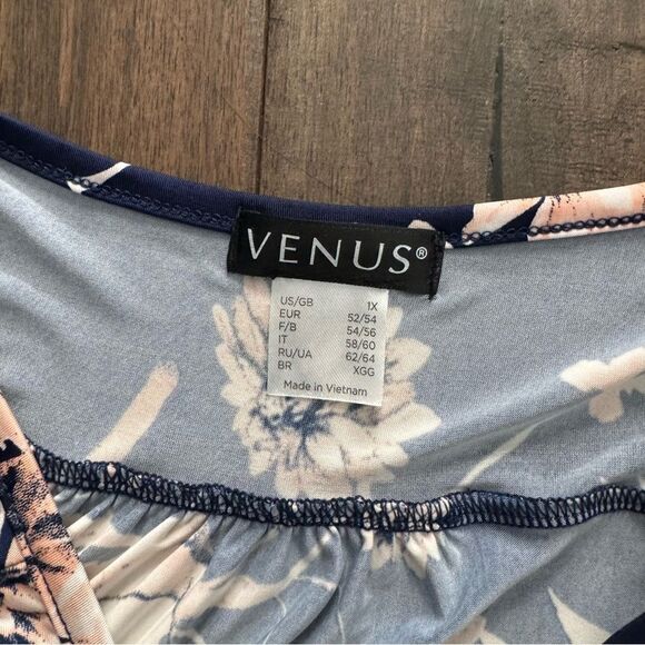 Venus Blue Floral Short Sleeve Wrap Maxi Dress 1X - Picture 4 of 5